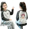 Ropa Interior de Felpa para Niñas Otoño Invierno Ropa Elegante Niña Cálido Bebé Se Puede Usar Afuera Niños Medianos y Grandes Camiseta de Manga Larga con Bloques de Color