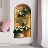Papel de Parede Simples de Planta Verde em Vaso Imitação de Pintura a Óleo Adesivos de Parede Decorativos Parede de Fundo para Sala de Estar Decoração de Casa Adesivos de Parede Autoadesivos Pvc