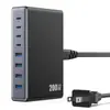 Cargador Múltiple de Nitruro de Galio de 200W Cargador de Escritorio Rápido Universal de Alta Potencia de 65W para Teléfonos Móviles, Tablets y Laptops 300W