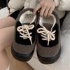Zapatos de Algodón de Lana de Cordero para Mujer de Invierno, Estilo Ins Bloques de Color con Cordones Estilo Deportivo Retro, Adecuados para Usar en Casa y al Aire Libre, Zapatos de Algodón Casuales