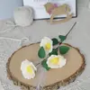 Ramo de Flores Artificiales de Rosa Rizada con Borde Ondulado de Tres Cabezas para Decoración de Sala de Estar, Decoración de Macizos de Flores de Jardín Vegetal y Paisajismo