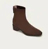Botines Elásticos de Tacón Grueso y Punta Cuadrada para Mujer, Botas Estilizadoras Retro con Cremallera Trasera, Nuevos para Otoño Invierno, Botines de Tobillo Simples de Temperamento para Viajar para Mujer