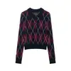 Comercio exterior transfronterizo ropa de mujer otoño nuevo estilo europeo y americano moda retro tejido de diamantes POLO suéter 2142208