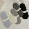 Meias femininas de primavera e verão, novo estilo, estampa floral pequena, cor sólida creme, meias femininas de algodão em malha, meias finas invisíveis de corte baixo tipo sapatilha para mulheres