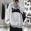 Suéter con Letras de Humo de Marca de Moda para Hombre Primavera y Otoño Delgado Cuello Redondo Camiseta Base Holgada de Moda Tallas Grandes Casual Chaqueta Versátil