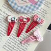 Gran lazo rojo con forma de gato kt, pinza BB, flequillo con forma de corazón para niña, horquilla lateral, tocado de dibujos animados para mujer, bonitos accesorios para el cabello.