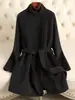 Abrigo de lana de alpaca para mujer, nueva colección otoño/invierno 2026, cuello alto, abrigo de lana de longitud media, estilo elegante para mujeres petite