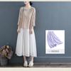 Sudeste Asiático Transfronterizo Primavera y Verano Talla Grande Suelto Elegante Casual Literario Retro Algodón y Lino Cuello Redondo Manga Larga Top de Color Puro