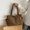Bolsa de pana para mujer, gran capacidad, nueva moda de verano 2026, bolso de hombro casual para compras, bolso tote para ir al trabajo