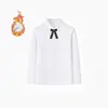 Camisa Branca Forrada com Fleece para Meninos, Fabricante com Estoque, Roupa de Performance Branca Espessa para Meninas Outono e Inverno, Camisa Térmica Infantil