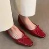 Zapatos Planos de Ballet Suaves 2026 con Lazo Punta Delicada Nuevo Estilo Francés Retro Brisa Nocturna Punta Cuadrada Tacón Bajo Zapatos para Mujer