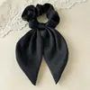 Elegante Elástico de Cabelo de Cetim com Laço, Scrunchie de Alta Qualidade