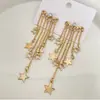 Brillo de luz de estrellas con un ambiente fresco, Aretes largos de borla de estrella de perla sintética, Nuevos aretes versátiles de alta gama a la moda