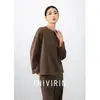 Camiseta Básica Casual Solta Gola Redonda Manga Longa para Mulheres 2026 Outono e Inverno Novo Estilo Elegante Roupa de Trabalho Simples Moda Top