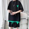 Traje deportivo informal de verano para hombre, camiseta de manga corta de marca de moda con estampado de gofres, traje de dos piezas holgado para hombre