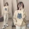 Sudadera fina con estampado oversize para mujer de primavera y otoño, top básico de moda 2026, estilo europeo y americano versátil