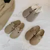 Versión de Piel de Vaca 2026 Otoño Nuevo Estilo Punta Redonda Punta Cerrada Piel Genuina Correa con Hebilla Casual Suela Gruesa Estilo Birkenstock Chanclas para Mujer
