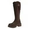 Botas de Caballero de Caña Alta con Suela Gruesa Estilo Retro para Mujer 2026 Nuevo Estilo Invierno Botas Largas Vaqueras con Hebilla Corte en V Adelgazantes Botas Altas