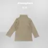 Camiseta Interior Térmica de Algodón Clase A Versión Coreana para Niños Costilla Versátil Otoño e Invierno Nuevo Bebé Elástica Cuello Alto Apilado Pulóver