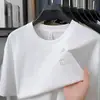 Camiseta de Manga Corta para Hombre de Algodón Puro Pesado, Nueva Moda de Verano Casual Color Sólido Versátil Cuello Redondo Transpirable Camiseta de Manga Corta para Hombre