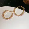 Nuevos aretes redondos de circonita súper brillantes con pasador de plata estilo coreano, diseño de nicho de lujo ligero, aretes de moda para el día a día para mujer