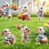 2027 Letrero Original Nuevo de Jardín de Pascua con Conejo Grande y Huevos de Colores para Decoración de Césped de Jardín de Pascua
