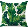 Amazon Primavera e Verão Nova Fronha Fronha de Folha Atacado Linho Estampa de Folha Verde Almofada de Sofá Fronha de Almofada de Cintura