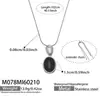 Collar Colgante Misterioso Estilo Francés Retro Ovalado Piedra Ojo de Tigre Ágata Negra Acero Inoxidable 18K Collar Largo