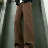 Pantalones de Chándal Rectos de Color Sólido con Pliegues para Hombre, Estilo High Street Americano, Primavera y Otoño, Pantalones Casuales Versátiles Sueltos tipo Workwear para Pareja, Marca de Moda