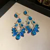 Pendientes de Borla con Flor de Zircón de Aguja de Plata Transfronterizos, Pendientes de Moda y Elegantes, Pendientes de Lujo Ligero y de Gama Alta, Diseño de Nicho