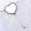 Espejo de Maquillaje de Mano con Forma de Corazón DIY Espejo con Perlas Portátil Espejo de Maquillaje de un Solo Lado Espejo de Maquillaje de Corazón de Plástico Venta al por Mayor