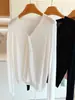 Cárdigan fino de punto con cuello en V para mujer, 12% seda + 88% Tencel, protección solar de verano, versátil, suave, chaqueta estilo commuter