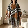 Nuevo Estilo Lago Sayram Viaje Chal con Abertura para Mujer Otoño/Invierno Engrosado Abrigo Oversize Bufanda Capa para Habitación con Aire Acondicionado