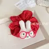 Novo Estilo Óculos Fofos Coelho Tecido Elástico de Cabelo com Pontos Vermelhos, Scrunchie Versátil da Moda de Alta Qualidade