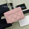 Tarjetero acolchado estilo Chanel de CF para mujer, Billetera corta de cuero para monedas, Tarjetero con patrón de caviar, Elegante y compacto