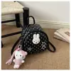 Mochila fofa de coelho com bolinhas estilo coreano para mulheres, mochila escolar de desenho animado de design nichado para estudantes, mochila versátil de grande capacidade