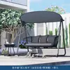 Columpio Mecedora Eléctrica para Patio de Villa al Aire Libre Columpio Doble Colgante de Ratán a Prueba de Lluvia al Aire Libre con Techo Parasol