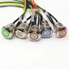 Interruptor de botão metálico 12mm à prova d'água pequeno para equipamentos alimentação LED com luz reset terminal de solda 12v24v220v