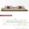 Sofá de nogal estilo japonés wabi-sabi con chaise longue para villas grandes, sofá de esquina de madera maciza creativo para sala de estar con tapicería de tela tecnológica