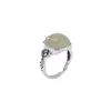 Anillo Vintage Sencillo Cuadrado Abierto para Mujer Yilu Plata de Ley S925 Jade Natural Hetian Sodalita
