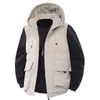 Chaleco de algodón para hombre de otoño e invierno transfronterizo, forrado de forro polar y engrosado, chaleco de trabajo con capucha y múltiples bolsillos, cuello alto, chaleco moderno para exteriores para hombre
