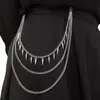 Corrente de Metal para Calça Tachas Afuniladas Góticas Escuras, Corrente Cubana Multicamadas, Corrente de Cintura Emendada, Acessório de Corrente Decorativa para Jeans