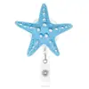 Porta-credencial retráctil de acrílico con estrella de mar de colores, carrete retráctil con clip para credencial, temática oceánica, credencial de enfermera, identificación, clip de cocodrilo