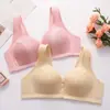 Sutiã com Aro Frontal de Copas Fixas para Mães de Meia-Idade e Idosos, Lingerie Feminina Tamanho Grande Sem Aro, Sutiã de Tamanho Grande Estilo Camiseta Fina