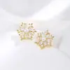 Brincos de Floco de Neve com Pérola Dourada Novos para Outono e Inverno Argola de Prata 925 Brincos Elegantes da Moda Brincos de Luxo Leve de Alta Qualidade para Mulheres