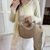 Bolso tejido floral transfronterizo modelo nuevo 2026 bolso de hombro para vacaciones en la playa cesta de paja de mano para mujer
