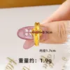 Anillo Mariposa Flor Estilo Étnico de Moda, Elegante Oro de Arena Vietnamita Incrustado con Corona de Circonita Anillo Hueco para Dedo Índice Suministro de Joyería
