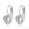 Suministro directo transfronterizo aretes de acero inoxidable con incrustaciones de diamantes para mujer, aretes de flor y moño de moda, accesorios para orejas sin perforación, joyería de lujo ligero