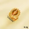 Anillo de apertura de piedra redonda retro europea y americana de acero inoxidable 304 para damas, diseño de nicho, joyería al por mayor