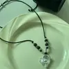 Colar de Puxar com Pedras Strass e Miçangas em Formato de Coração Doce e Cool Retrô Moderno Elegante Fashion Simples Versátil Corrente de Clavícula para Mulheres